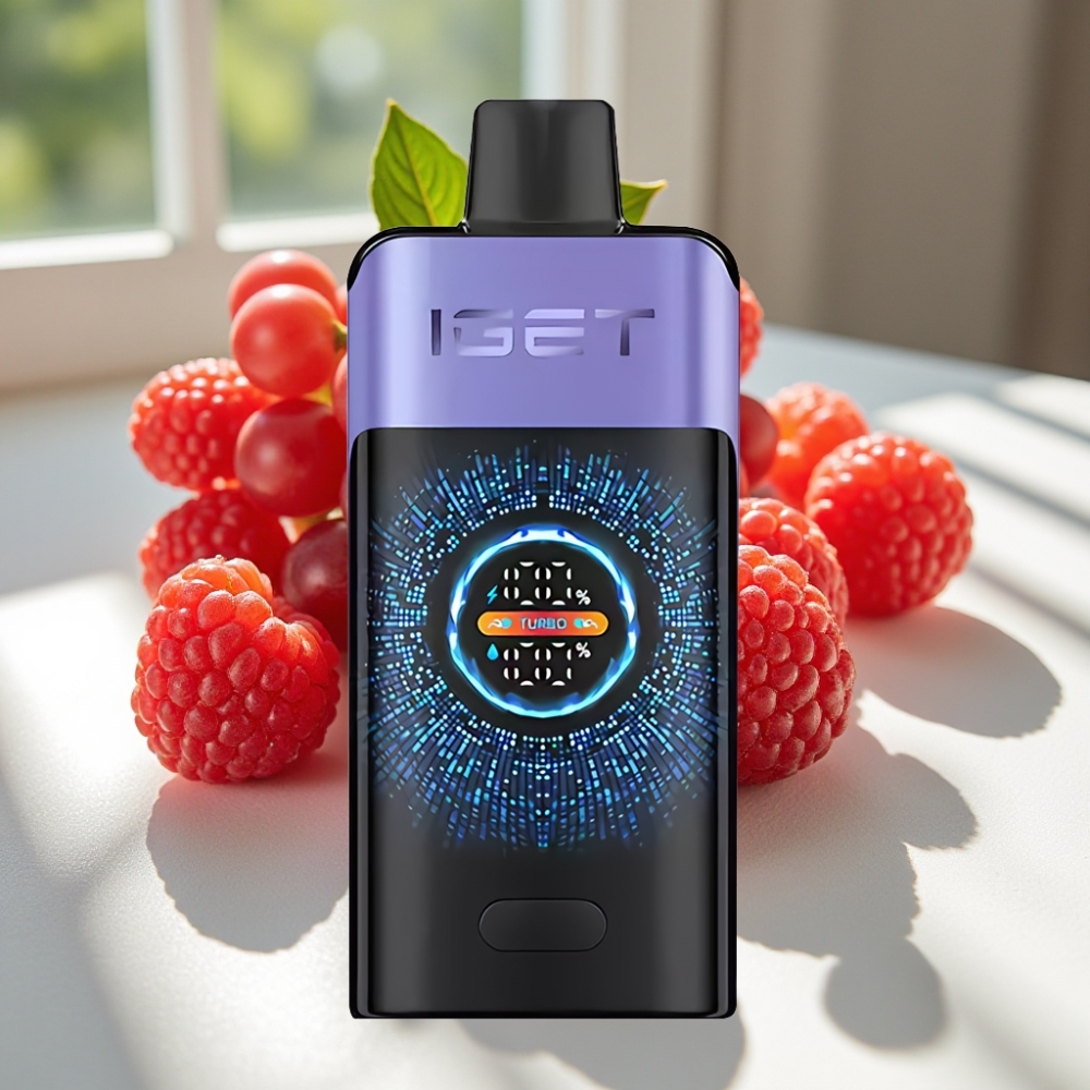 IGET ONE 12000 Puffs Disposable Vape with Large Curved Color Screen and 2700mAh Battery - Raspberry Grape Ice