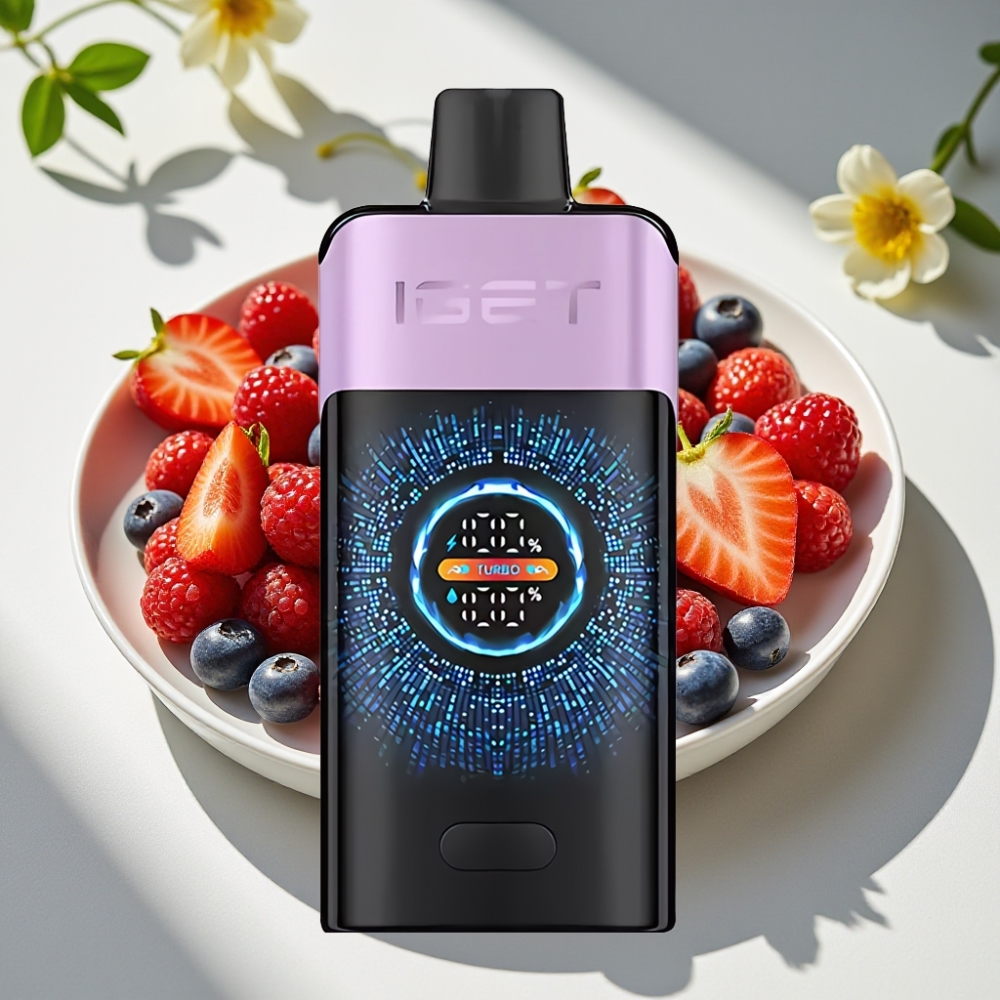 IGET ONE 12000 Puffs Disposable Vape with Turbo Mode and Large Curved Color Screen - Mixed Berries Ice