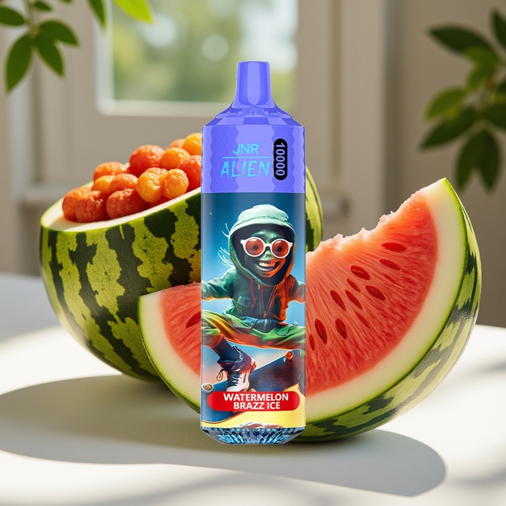 JNR Alien 10000 Puffs Disposable Vape with 850mAh Battery, 20ml E-liquid, and RGB Lights – Watermelon Brazz Ice