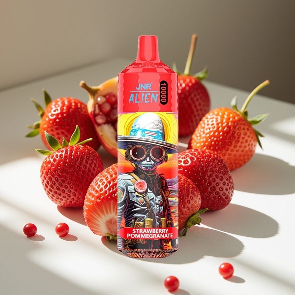 JNR Alien 10000 Puffs Disposable Vape with RGB LED, Type-C Quick Charge, Strawberry Pomegranate