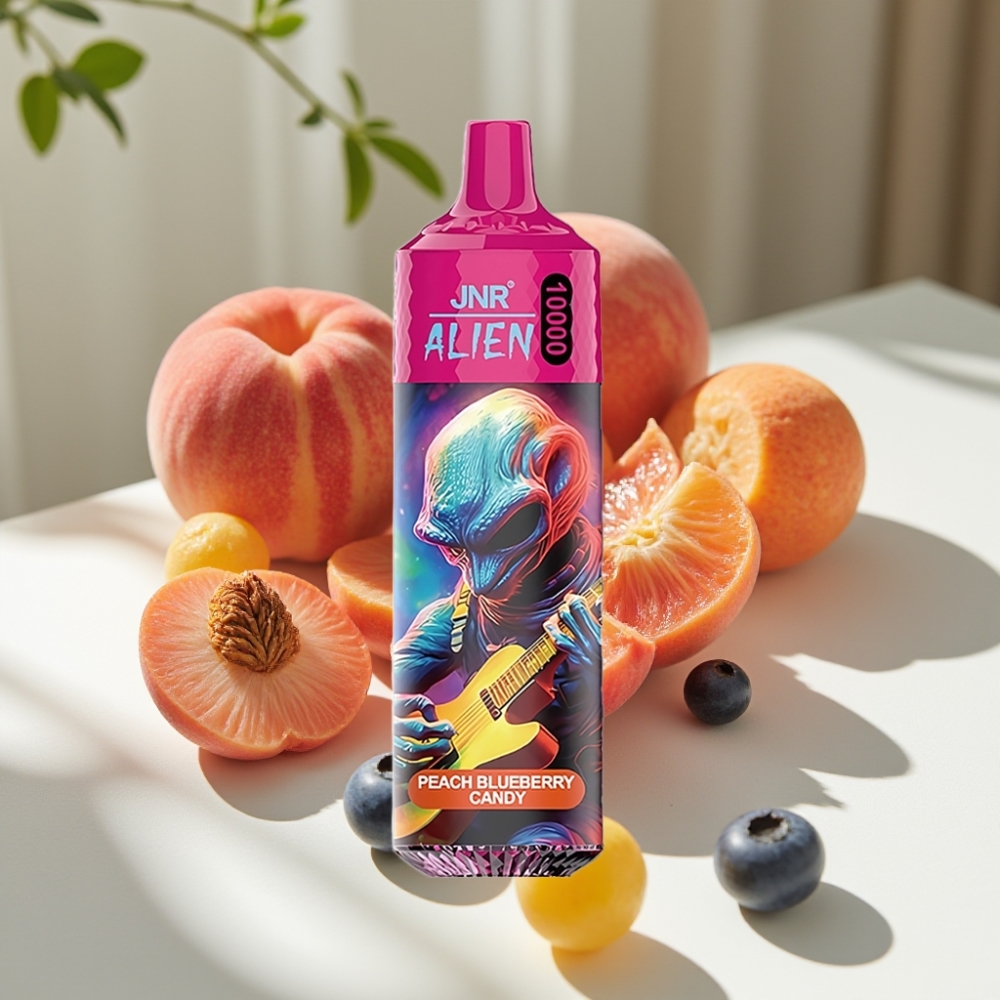 JNR Alien 10000 Puffs Peach Blueberry Candy 20ml RGB LED Disposable Vape