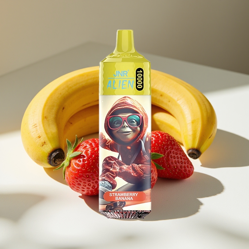 JNR Alien 10000 Puffs Strawberry Banana Disposable Vape with RGB LED, Type-C Quick Charge, 850mAh Battery