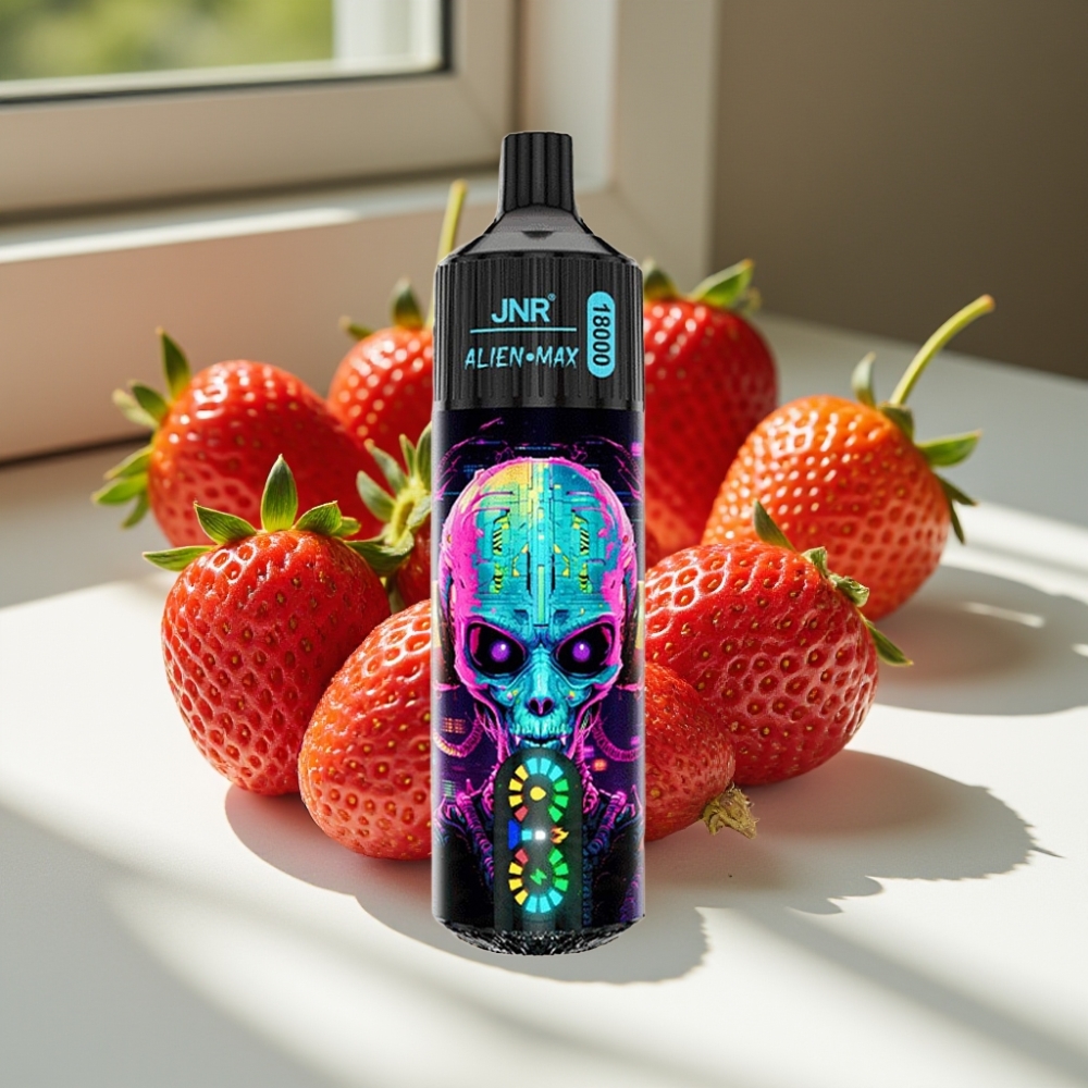 JNR Alien Max 18000 Puffs Dual Mesh Disposable Vape with LED Display & 20 Flavors Hubba Bubba Strawberry