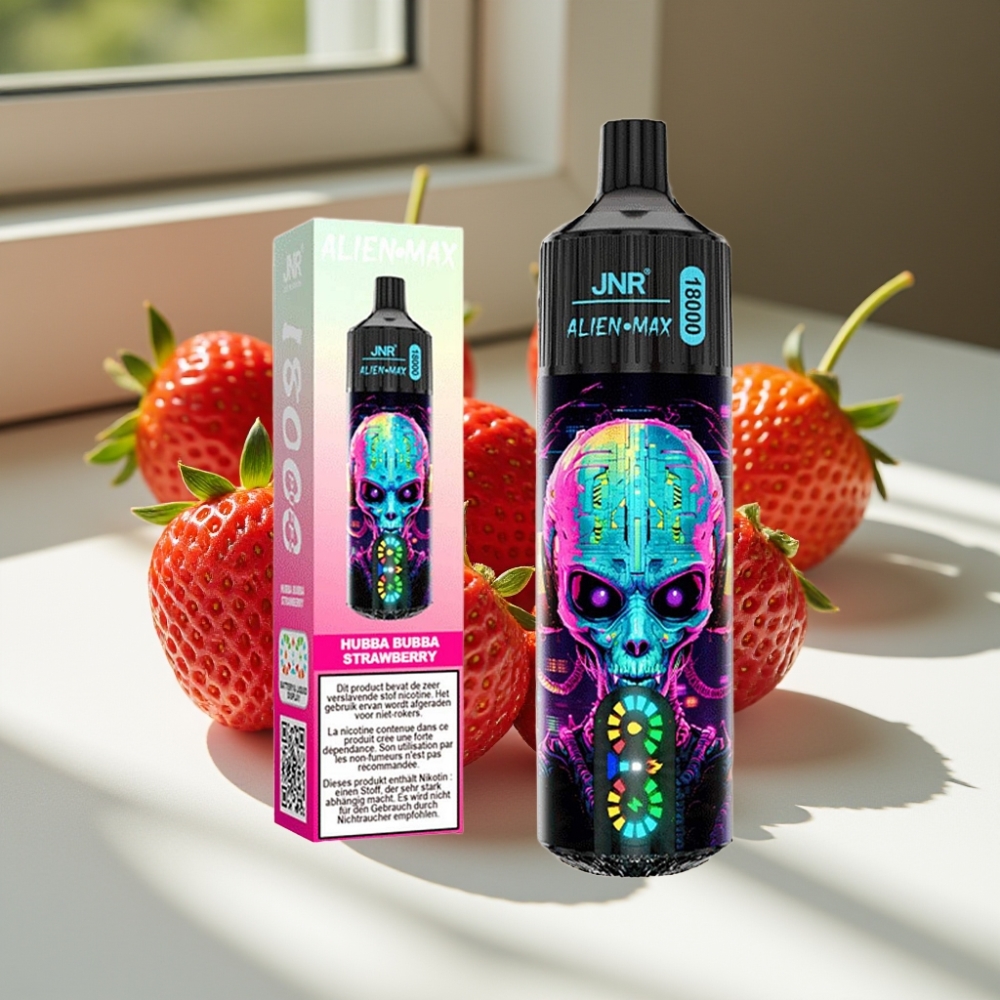 JNR Alien Max 18000 Puffs Dual Mesh Disposable Vape with LED Display & 20 Flavors Hubba Bubba Strawberry
