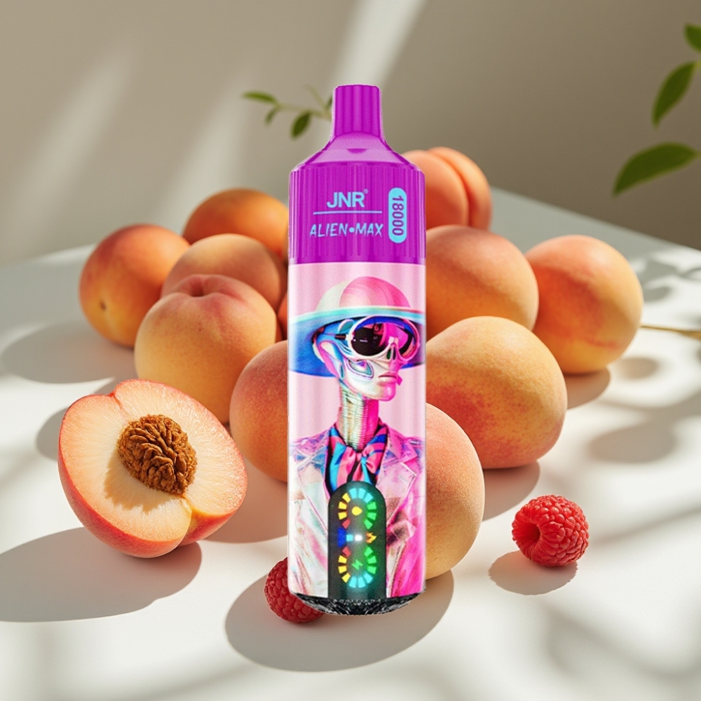 JNR Alien Max 18000 Puffs Dual Mesh Disposable Vape with LED Display & 20 Flavors White Peach Razz