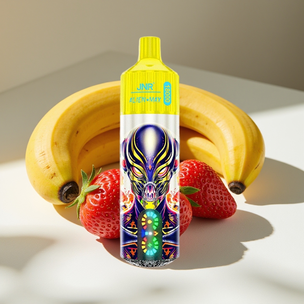 JNR Alien Max 18000 Puffs Dual Mesh Disposable Vape with LED Display Strawberry Banana
