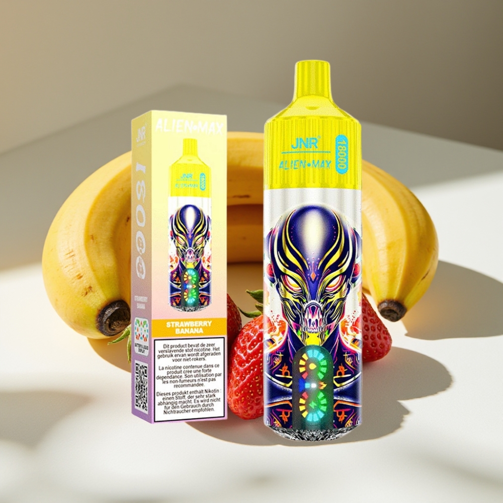 JNR Alien Max 18000 Puffs Dual Mesh Disposable Vape with LED Display Strawberry Banana