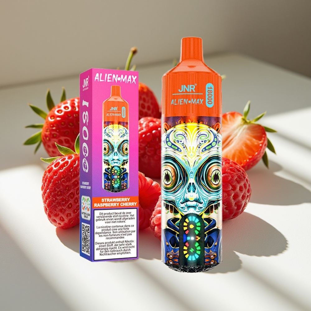 JNR Alien Max 18000 Puffs Dual Mesh Disposable Vape with LED Display Strawberry Raspberry Cherry