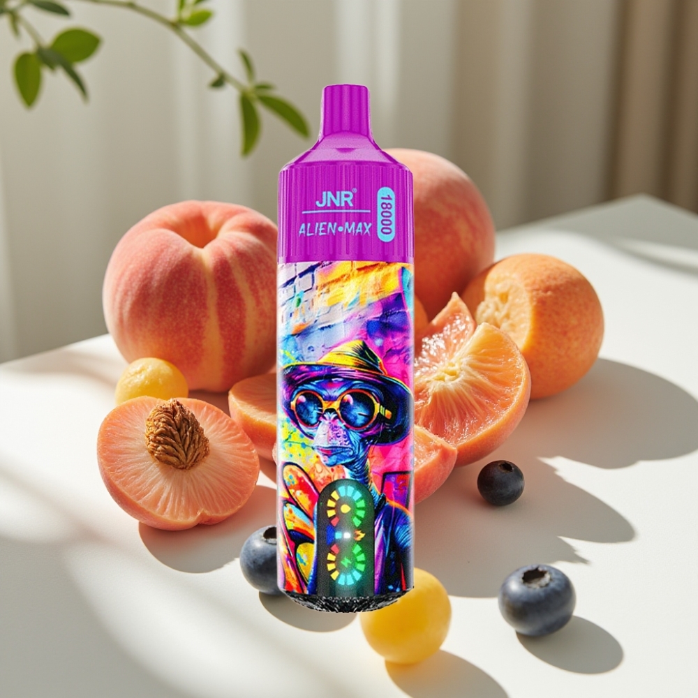 JNR Alien Max 18000 Puffs Smart LED Dual Mesh Disposable Vape Peach Blueberry Candy