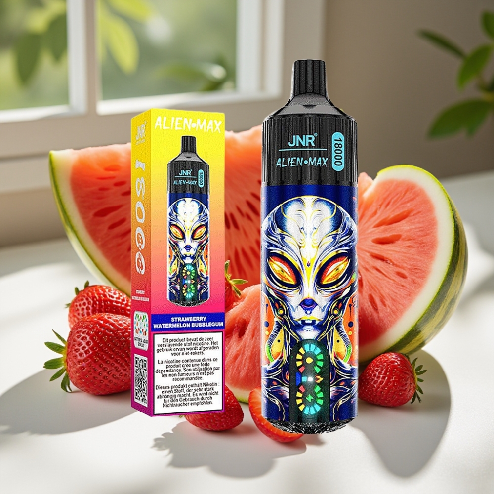 JNR Alien Max 18000 Puffs Smart LED Dual Mesh Disposable Vape Strawberry Watermelon Bubblegum