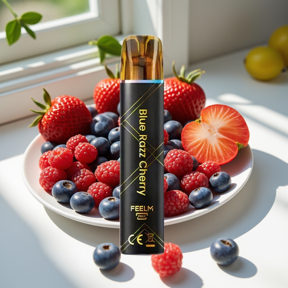 JNR Black&Golden 800 Puffs Disposable Vape Blue Razz Cherry 2% TPD
