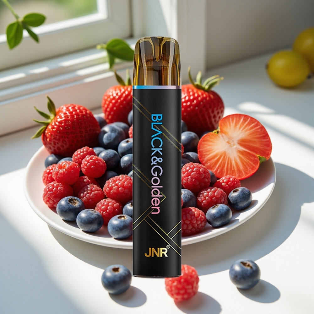 JNR Black&Golden 800 Puffs Disposable Vape Blue Razz Cherry 2% TPD