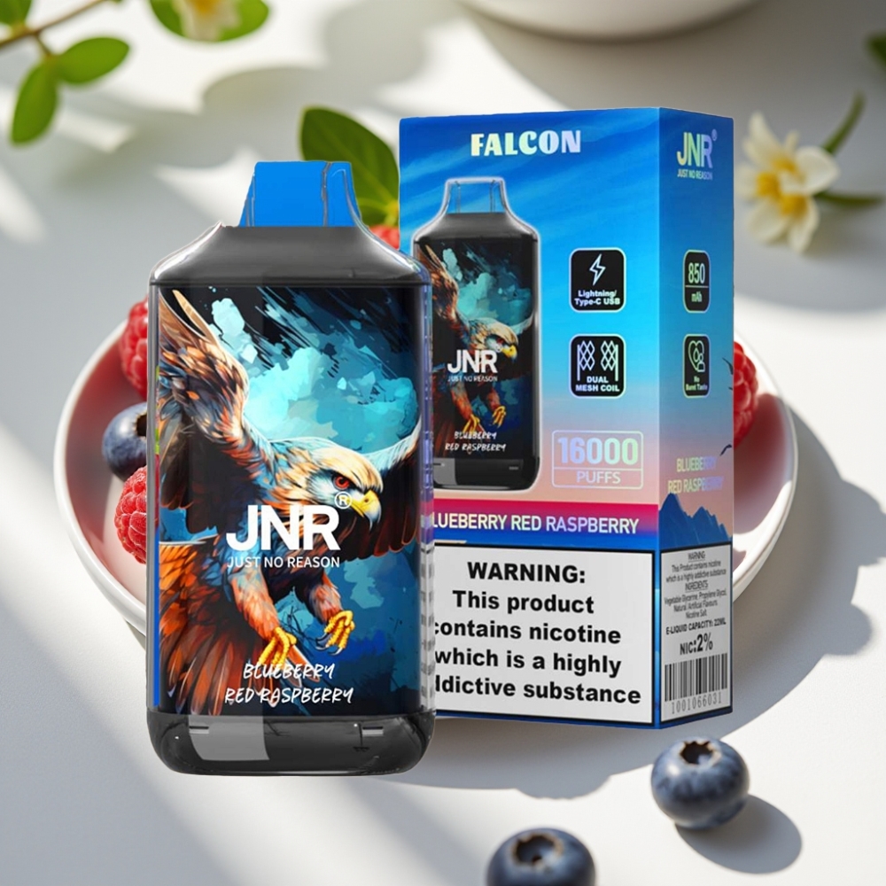 JNR Falcon 16000 Puffs 850mAh 22ml Dual Mesh Disposable Vape Blueberry Red Raspberry