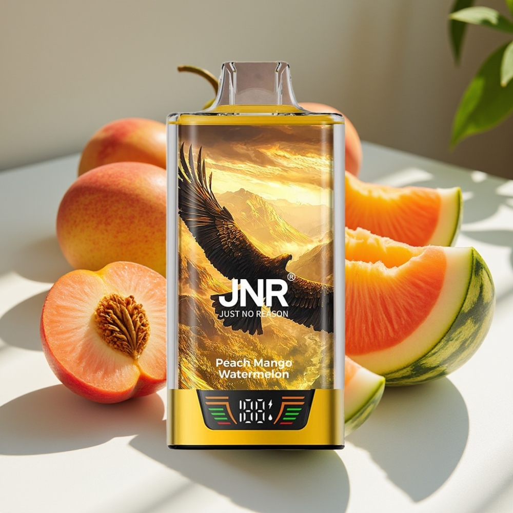 JNR Falcon Pro 28000 Disposable Vape – 30ml, 950mAh, Dual Mesh, Peach Mango Watermelon