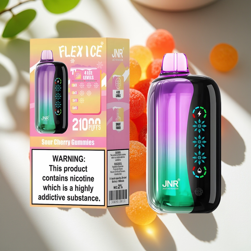 JNR Flex Ice 21000 Puffs Adjustable Airflow Disposable Vape Sour Cherry Gummies
