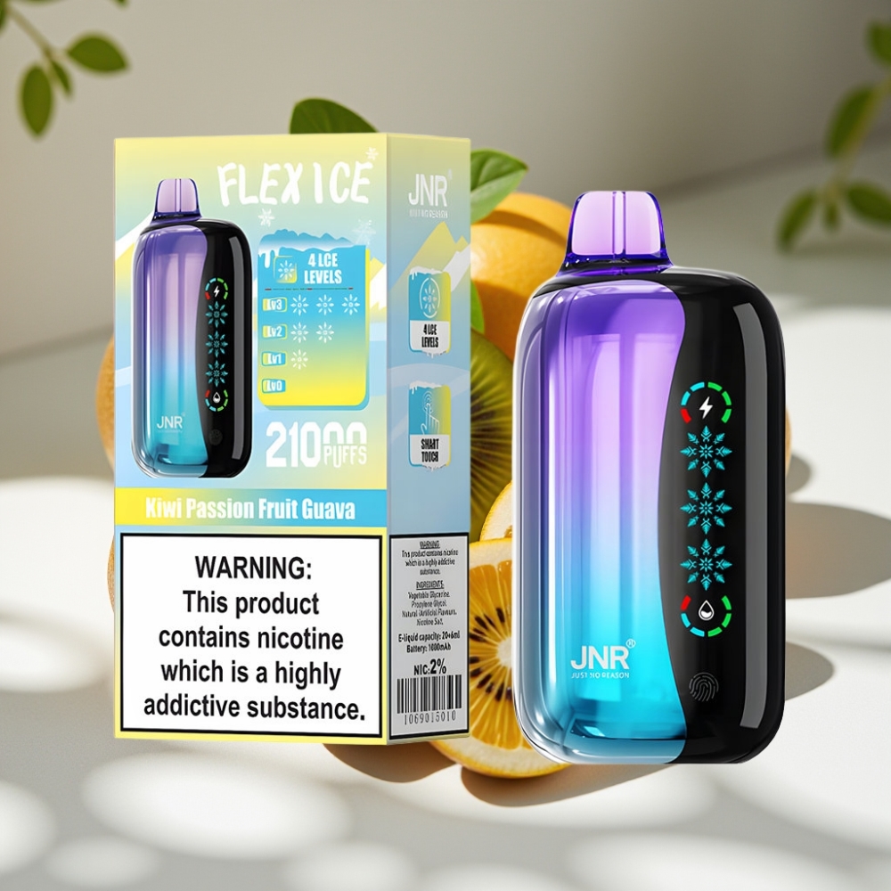 JNR Flex Ice 21000 Puffs Touch Screen Adjustable Airflow Disposable Vape Kiwi Passion Fruit Guava