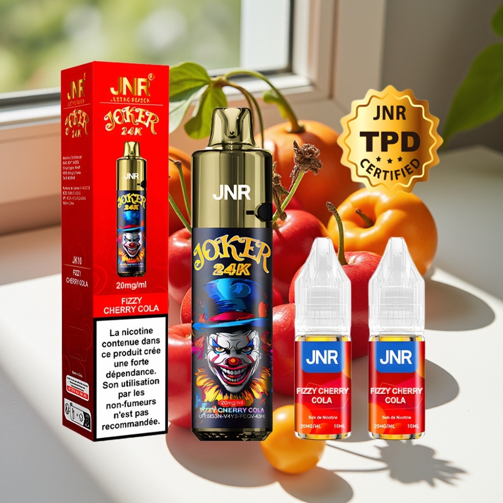 JNR Joker 24K Puffs Refillable Disposable Vape with 800mAh Battery & Type-C Charging - Fizzy Cherry Cola