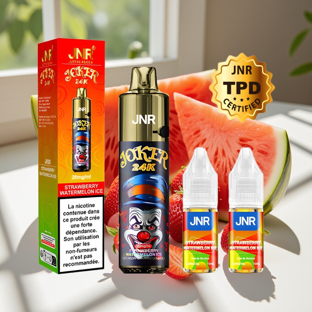 JNR Joker 24K Puffs Refillable Disposable Vape with 800mAh Battery & Type-C Charging - Strawberry Watermelon Ice