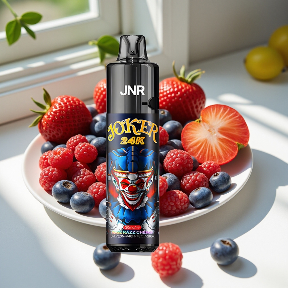 JNR Joker 24K Puffs Refillable Disposable Vape with 800mAh & Type-C Blue Razz Cherry