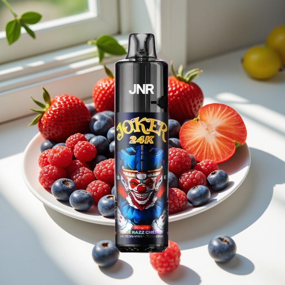 JNR Joker 24K Puffs Refillable Disposable Vape with 800mAh & Type-C Blue Razz Cherry