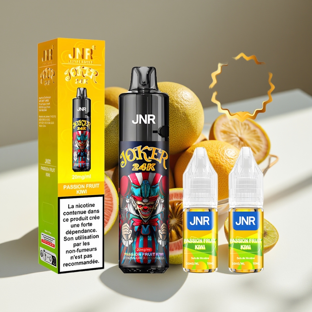 JNR Joker 24K Puffs Refillable Disposable Vape with 800mAh & Type-C Charging - Passion Fruit Kiwi