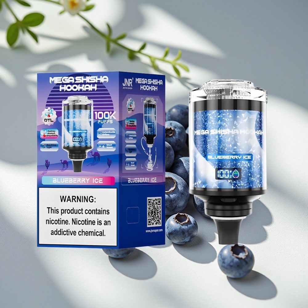 JNR Mega Shisha Hookah 100K Desktop Compatibility 60ml 2200mAh Blueberry Ice