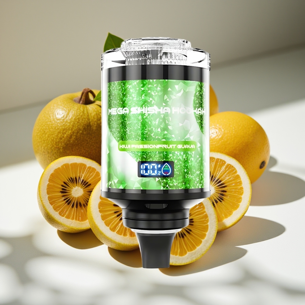 JNR Mega Shisha Hookah 100K Desktop Compatibility with 60mL e-Liquid & 2200mAh Battery – Kiwi Passionfruit Guava