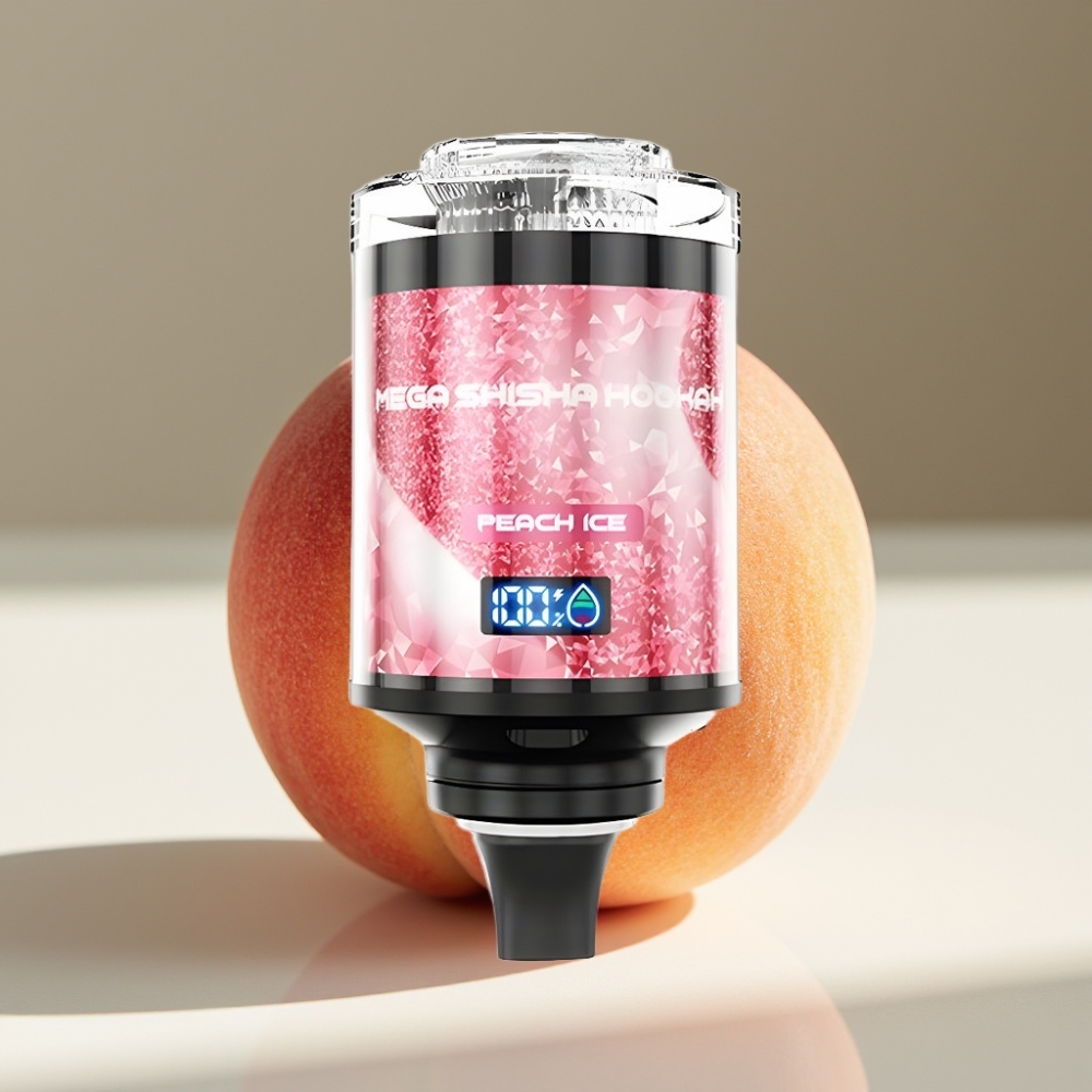 JNR Mega Shisha Hookah 100K Desktop Peach Ice with Smart Screen & Adjustable Airflow