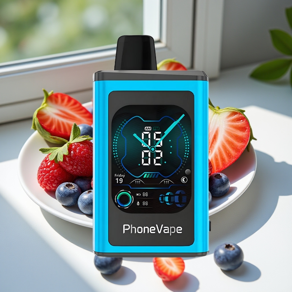 JNR PhoneVape 30000 Turbo Rechargeable Disposable Vape with App Control Blue Razz Ice