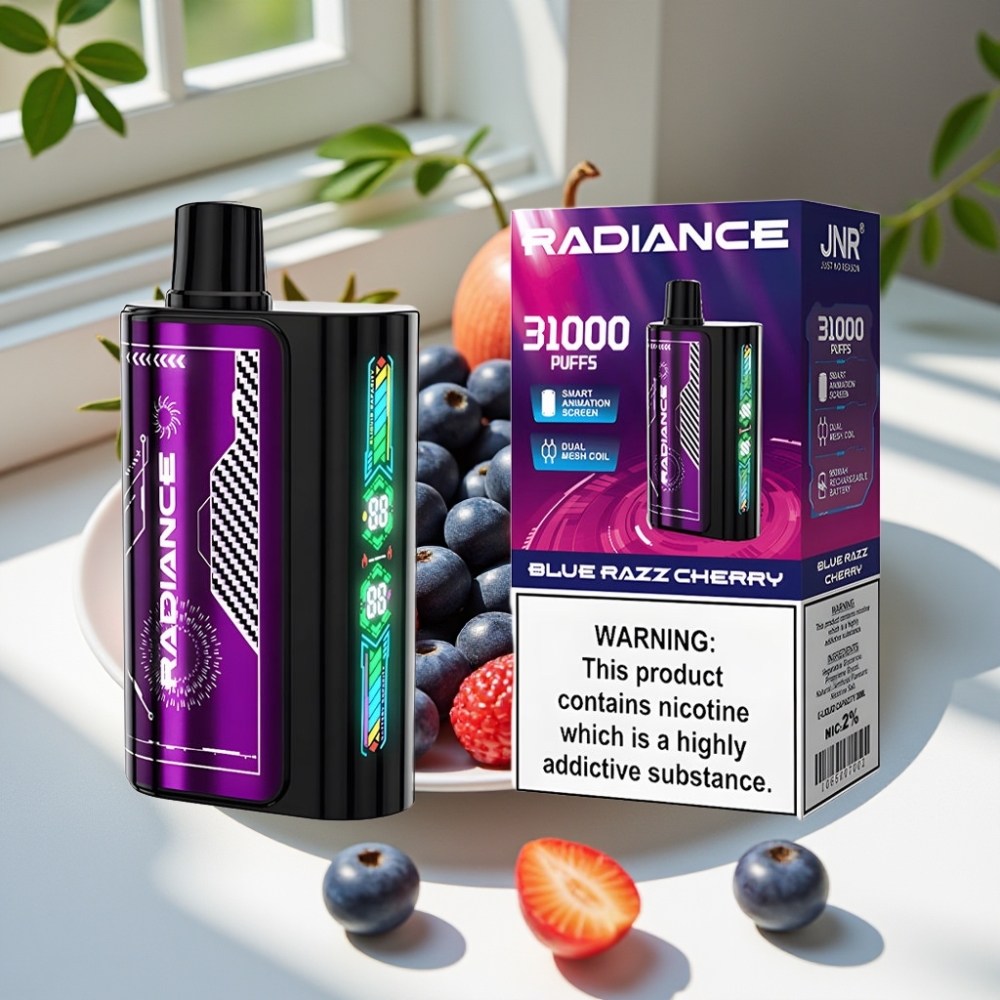 JNR Radiance 31000 Puffs Dual Mesh Rechargeable Disposable Vape Blue Razz Cherry