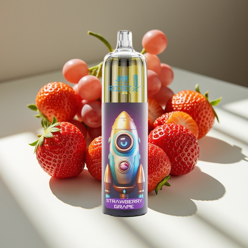 JNR Rocket-X 12400 Puffs Disposable Vape with RGB Lights & Adjustable Airflow Strawberry Grape