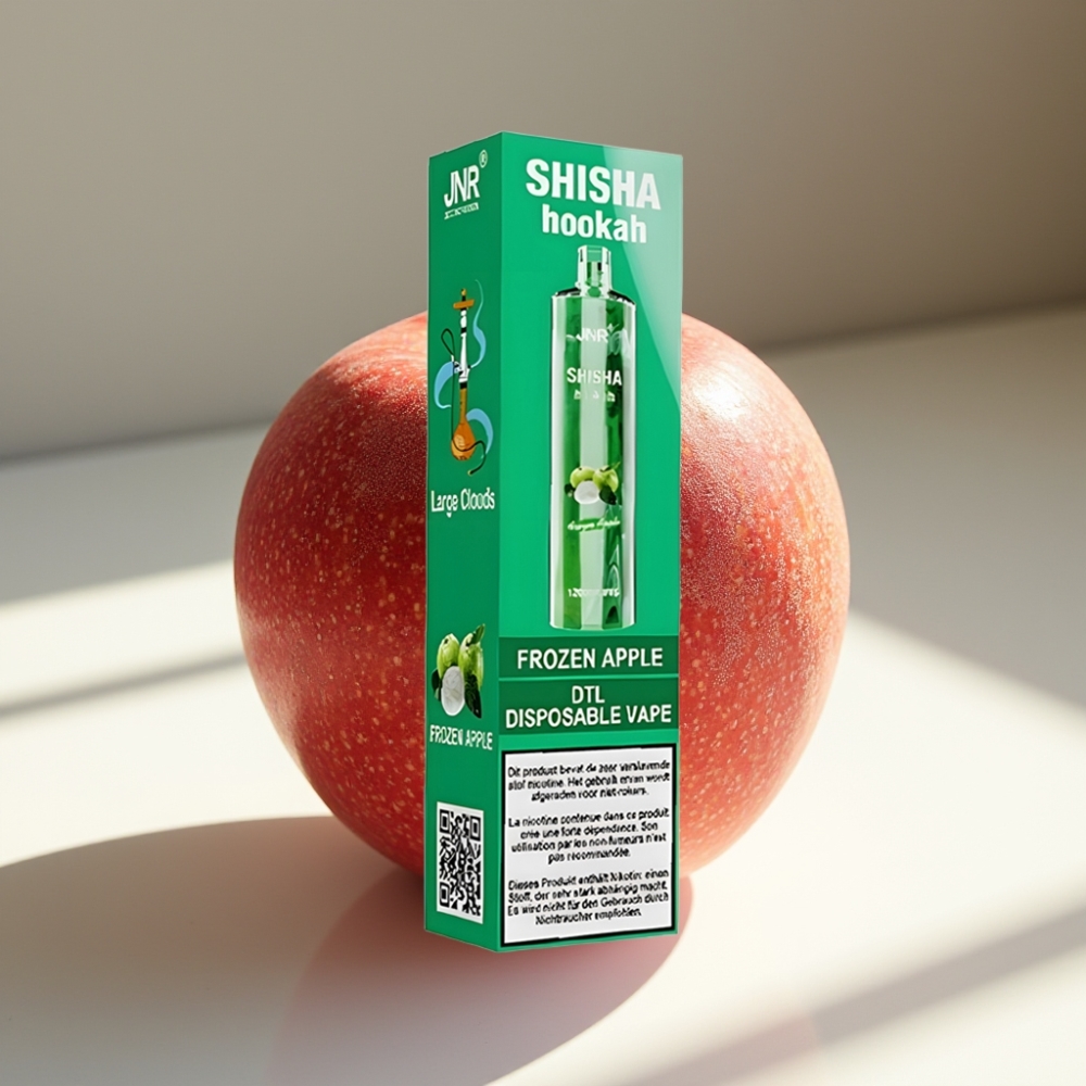 JNR Shisha Hookah 12000 Puffs Disposable Vape – Frozen Apple, 24ml, 0.6 Ohm Mesh Coil, Type-C