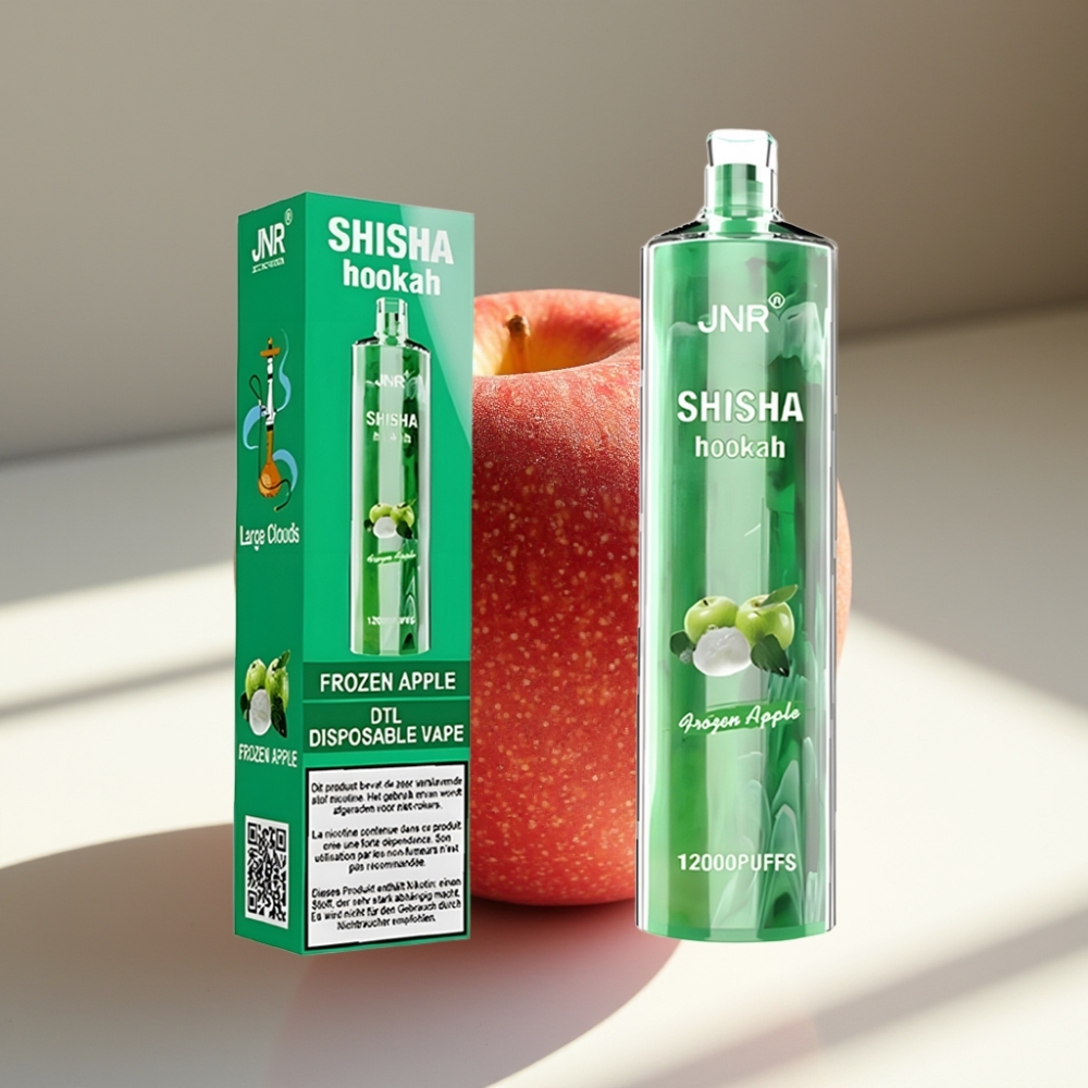 JNR Shisha Hookah 12000 Puffs Disposable Vape – Frozen Apple, 24ml, 0.6 Ohm Mesh Coil, Type-C