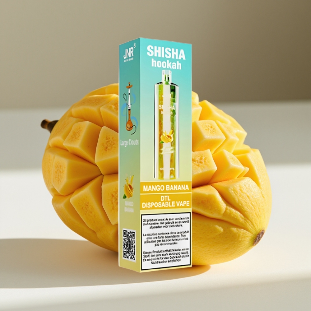 JNR Shisha Hookah 12000 Puffs Disposable Vape with 750mAh Battery & 24ml E-liquid - Mango Banana