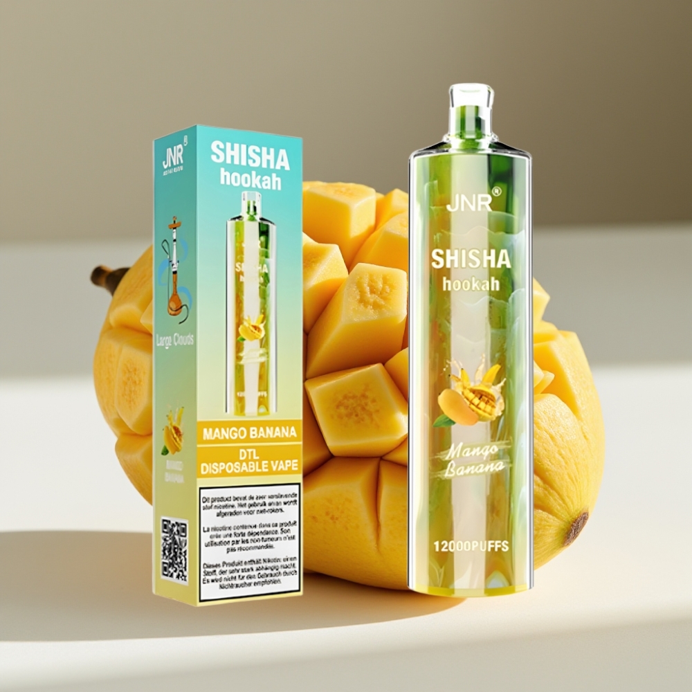 JNR Shisha Hookah 12000 Puffs Disposable Vape with 750mAh Battery & 24ml E-liquid - Mango Banana