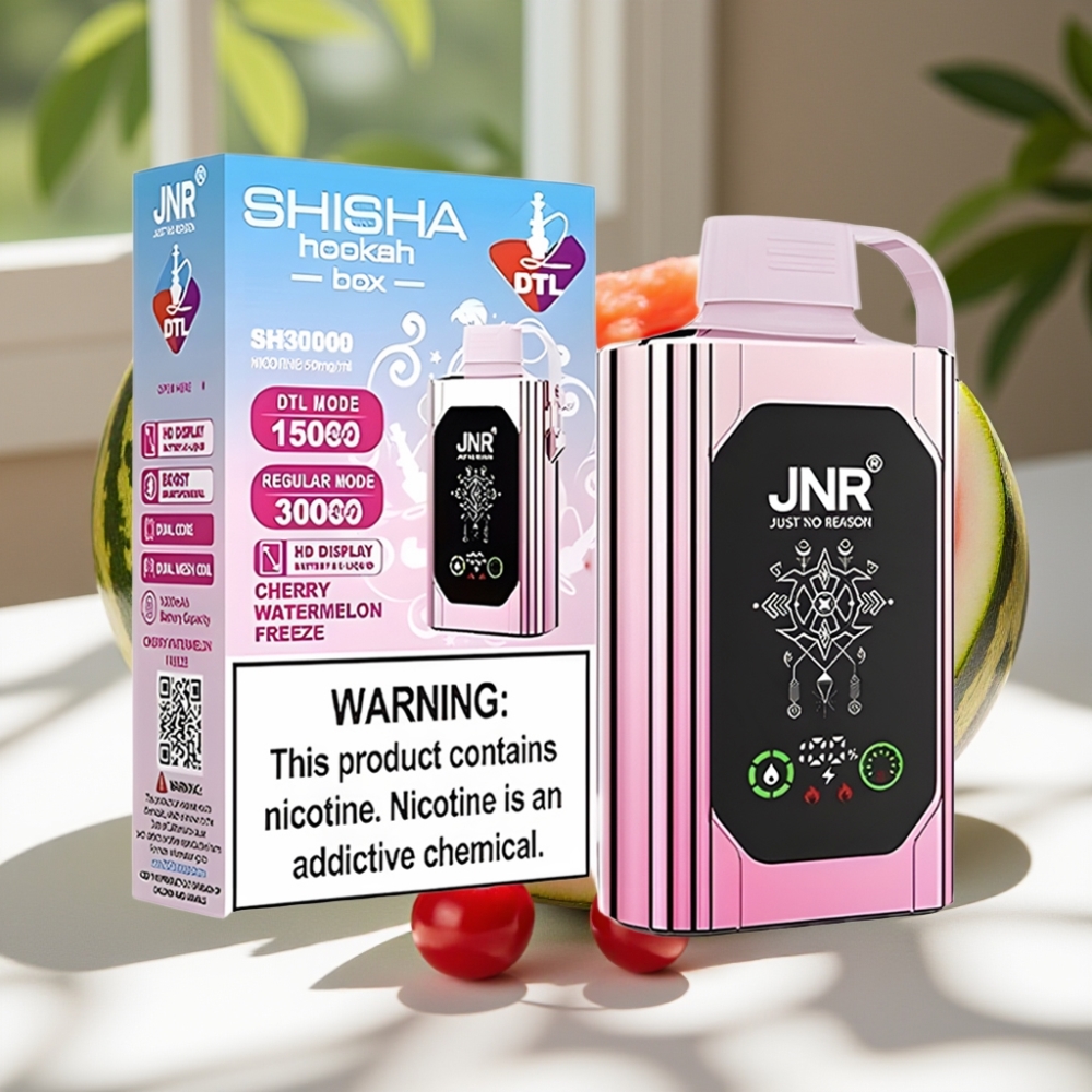 JNR Shisha Hookah Box 20500 Puffs HD Display Dual Mesh Coil 25ml Cherry Watermelon Freeze Disposable Vape