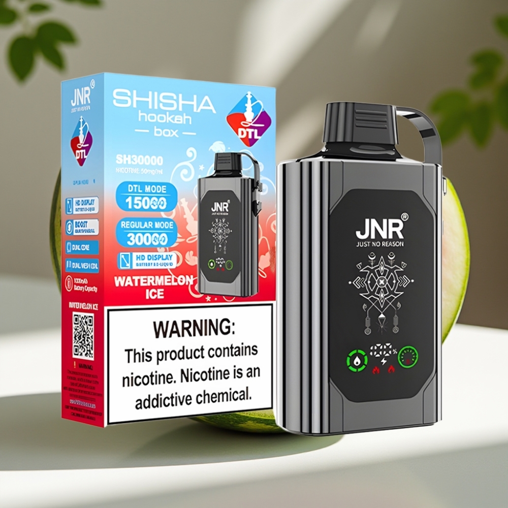 JNR Shisha Hookah Box 20500 Puffs HD Display Dual Mesh Coil 25ml Disposable Vape Watermelon Ice