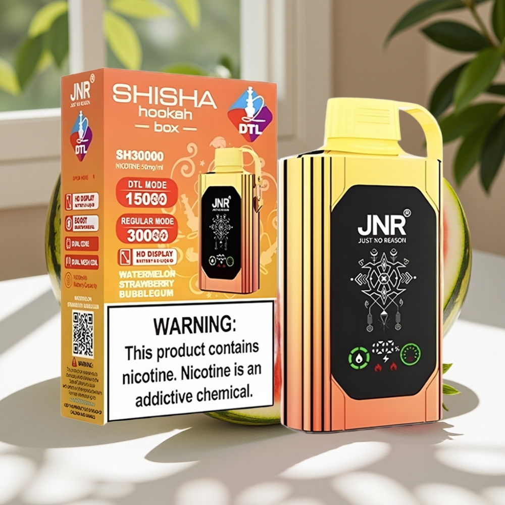 JNR Shisha Hookah Box 20500 Puffs HD Display Dual Mesh Coil Disposable Vape Watermelon Strawberry Bubblegum