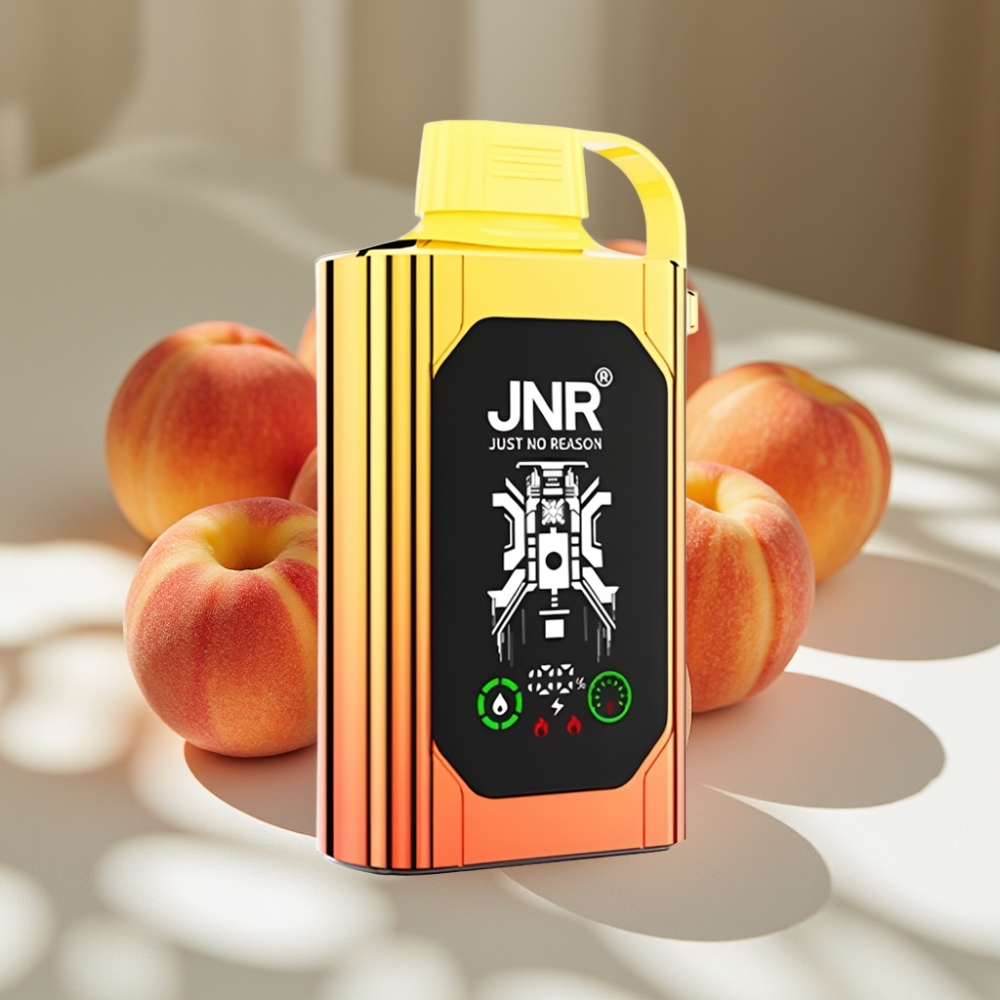 JNR Shisha Hookah Box 20500 Puffs HD Display Dual Mesh Coil Type-C Disposable Vape Juicy Peaches