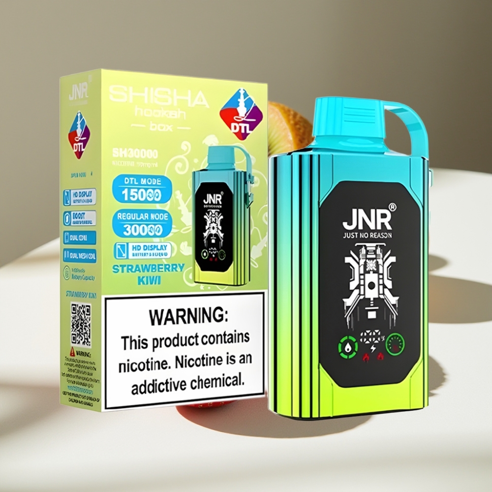 JNR Shisha Hookah Box 20500 Puffs HD Display Dual Mesh Disposable Vape Strawberry Kiwi