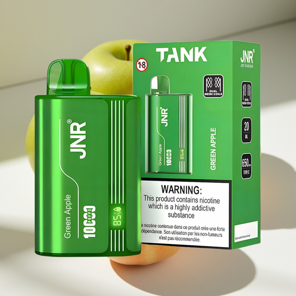 JNR Tank 10000 Puffs Adjustable Airflow Digital Display Disposable Vape Green Apple Peach Pear