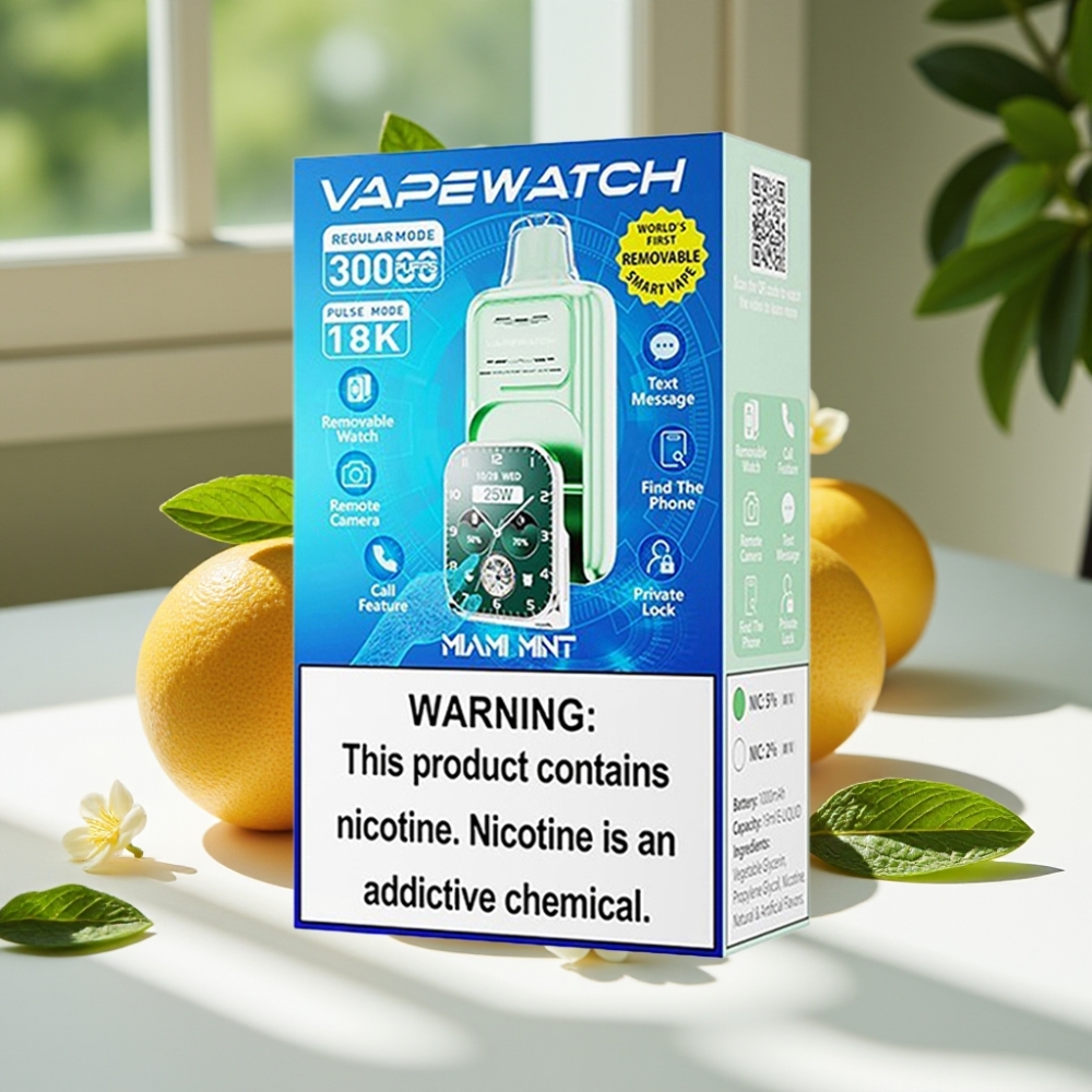 JNR VapeWatch 30000 Puffs 19mL 5% Dual Mesh Miami Mint Disposable Vape