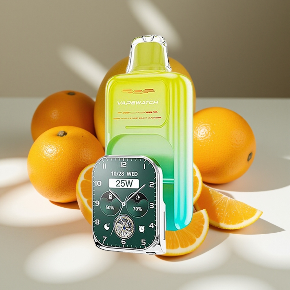JNR VapeWatch 30000 Puffs Disposable Vape with 19mL E-liquid & Dual Mesh Coil – Orange Mango