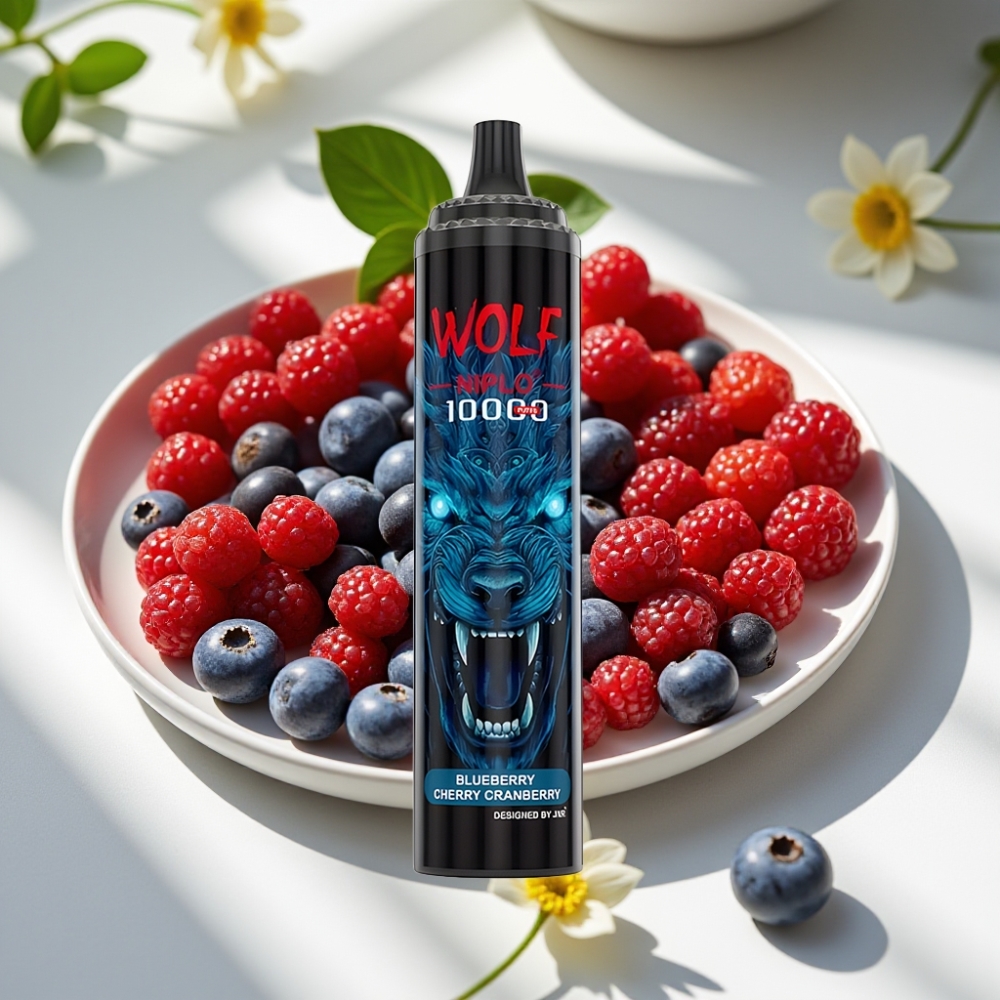 JNR Wolf Niplo 10000 Puffs 20ml Mesh 1.0Ohm Disposable Vape Blueberry Cherry Cranberry