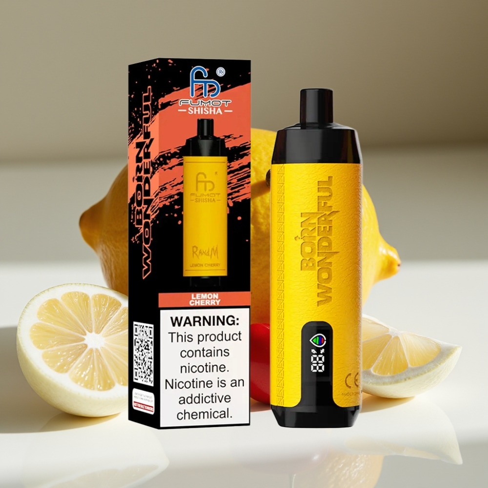 RandM Fumot Shisha 10000 Puffs 18ml 0.6ohm Mesh Disposable Vape Lemon Cherry