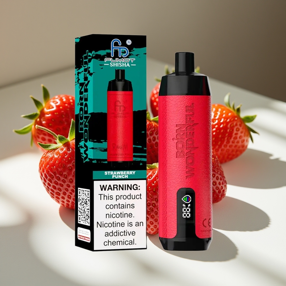 RandM Fumot Shisha 10000 Puffs Disposable Vape with LED Indicator & Type-C Port - Strawberry Punch