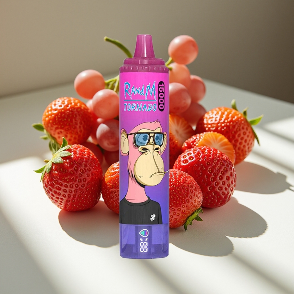 RandM Fumot Tornado 15000 Puffs 25ml Mesh Coil Disposable Vape Strawberry Grape