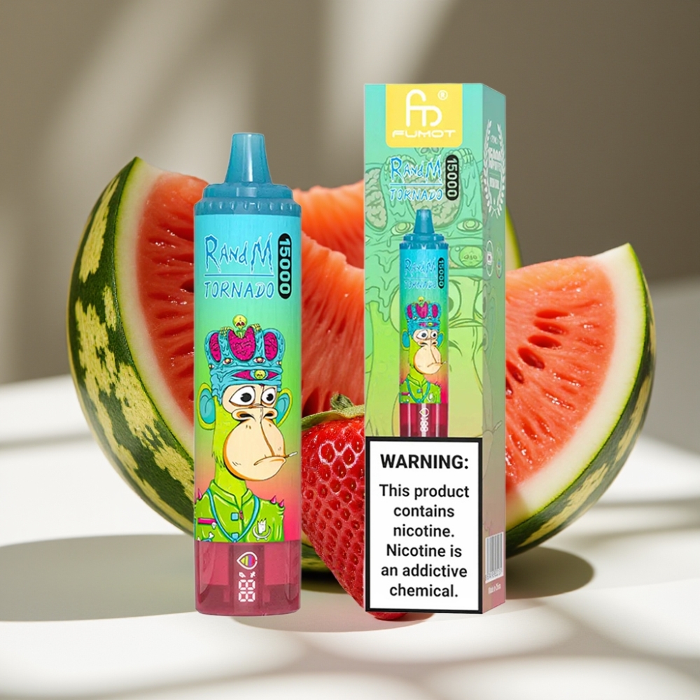 RandM Fumot Tornado 15000 Puffs 25ml Mesh Coil Disposable Vape Strawberry Watermelon