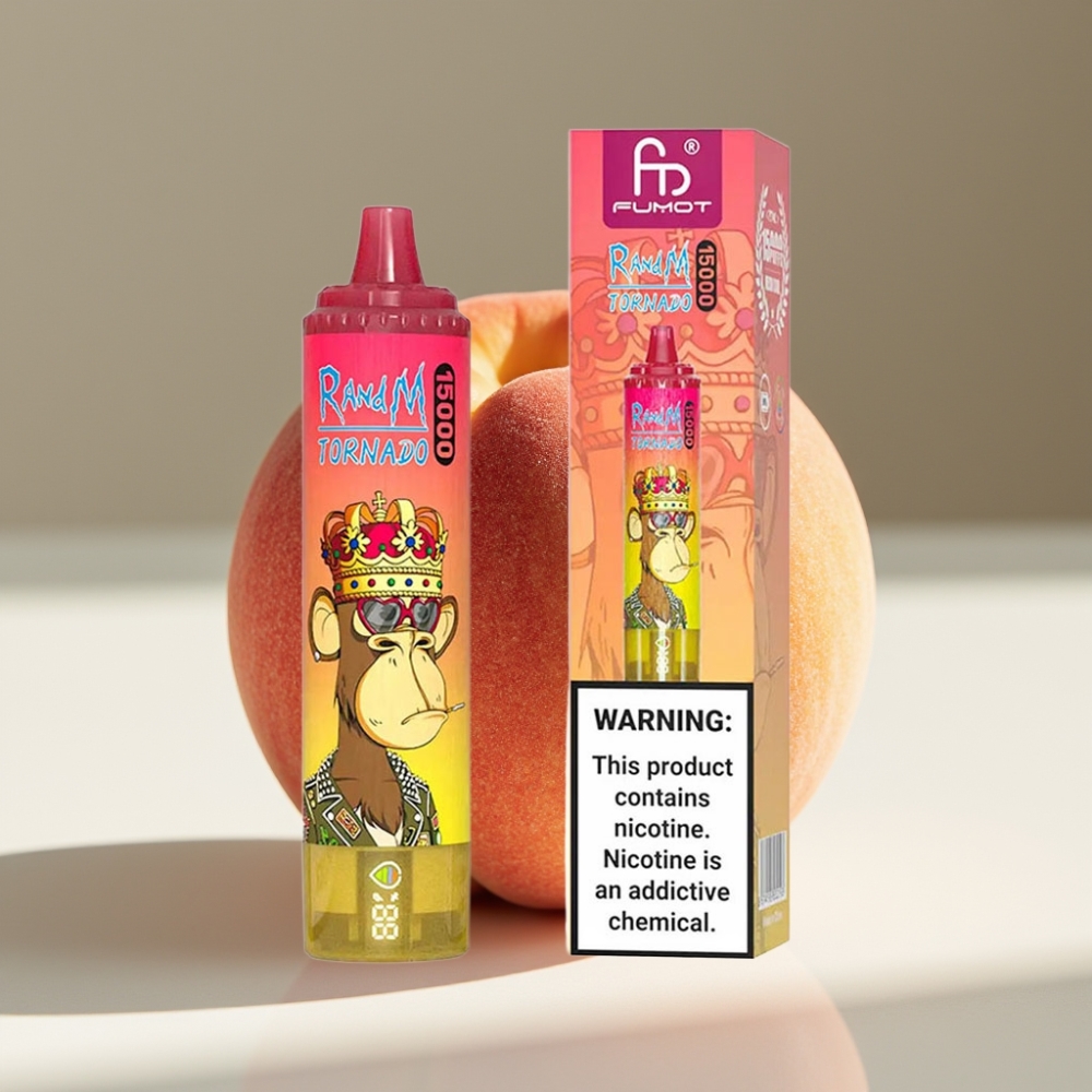 RandM Fumot Tornado 15000 Puffs Disposable Vape - 25ml, 850mAh, Mesh Coil, Peach Ice