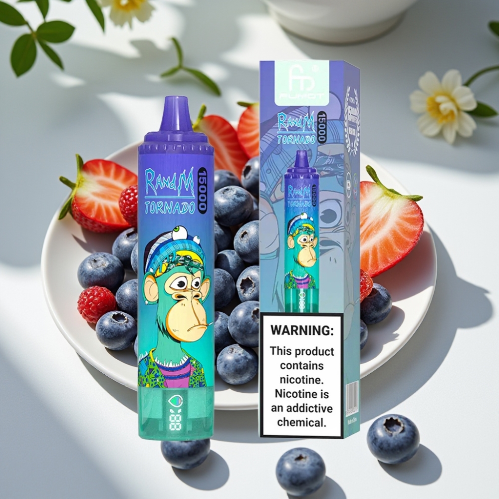 RandM Fumot Tornado 15000 Puffs Disposable Vape Blueberry On Ice - 25ml, Mesh Coil, Type-C